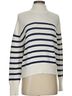 360 Sweater 100% Cotton Stripes White Turtleneck Sweater Size S - photo 1
