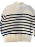 360 Sweater 100% Cotton Stripes White Turtleneck Sweater Size S - photo 2