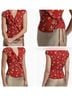 Reformation 100% Viscose Floral Red Short Sleeve Blouse Size 4 - photo 13