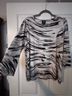 JM Collection Print Black White 3/4 Sleeve Blouse Size L - photo 3