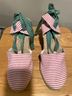 Gap Stripes White Pink Green Wedges Size 6 - photo 6