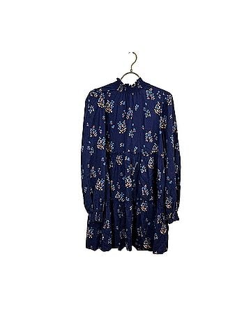 Free People Indigo Linen Blend Petit Fours Floral Mini Casual Dress (view 1)