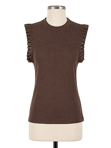 Sunday in Brooklyn Chocolate Ruffle Sleeveless T-Shirt (view 1)