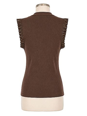 Sunday in Brooklyn Chocolate Ruffle Sleeveless T-Shirt (view 2)