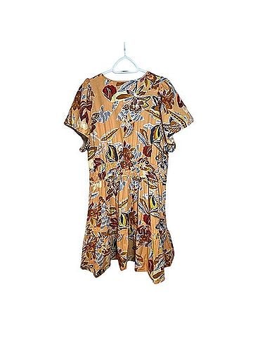 Anthropologie Somerset Mini Yellow Floral Smocked Waist Size 1X Casual Dress (view 2)