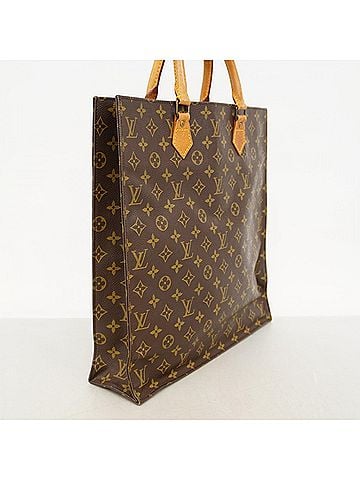 Louis Vuitton Louis Vuitton Monogram Sac Plat Tote Bag M51140 Brown Women's (view 2)