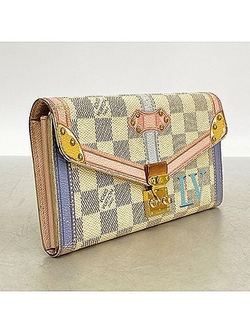 Louis Vuitton Louis Vuitton Damier Azur Summer Trunk Portefeuille Sarah Long Wallet N60119 White Women's (view 2)