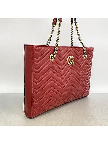 Gucci Gucci GG Marmont Chain Tote Bag 524578 Leather Red Women's (view 2)