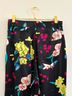 fleur du mal 100% Silk Floral Black Pink Casual Pants Size XS - photo 7