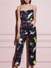 fleur du mal 100% Silk Floral Black Pink Casual Pants Size XS - photo 4