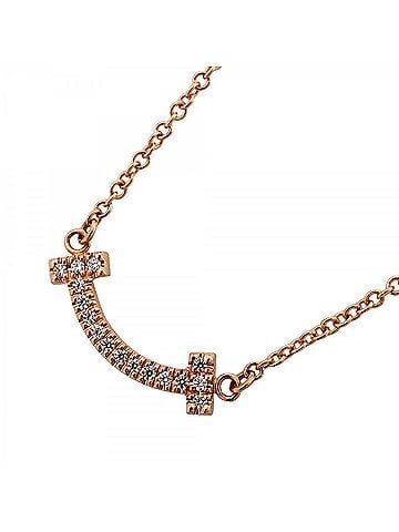 Tiffany & Co. Tiffany & Co. T Smile Mini Necklace, 18K Pink Gold, Diamond, Women's (view 1)