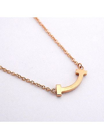 Tiffany & Co. Tiffany & Co. T Smile Mini Necklace, 18K Pink Gold, Diamond, Women's (view 2)
