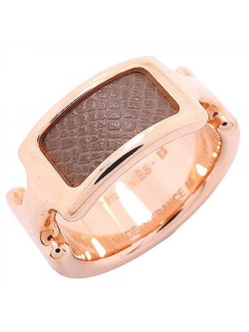 Hermès Hermes Olympe PM Ring, GP Plated Leather, Brown Pink Gold (Women's) (view 1)