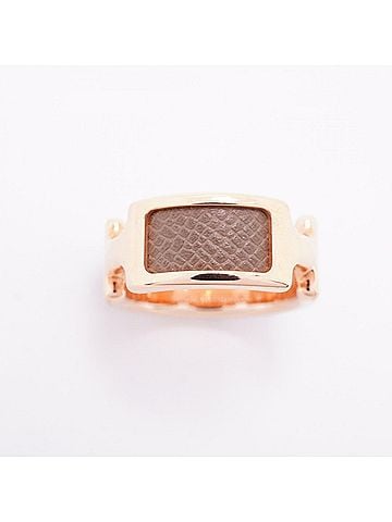 Hermès Hermes Olympe PM Ring, GP Plated Leather, Brown Pink Gold (Women's) (view 2)