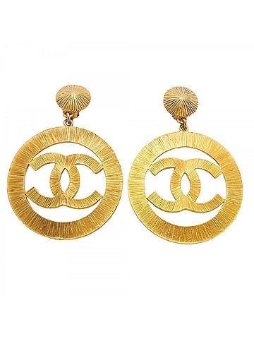 Chanel Chanel Earrings, Coco Mark Circle, GP Plated Gold, Women's (view 1)