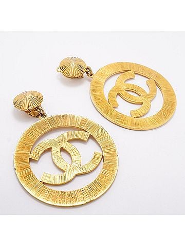 Chanel Chanel Earrings, Coco Mark Circle, GP Plated Gold, Women's (view 2)