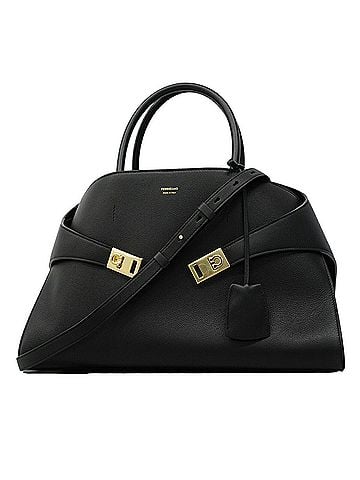 Salvatore Ferragamo Salvatore Ferragamo Hug Leather Handbag, Black, 2-way Bag for Women (view 1)