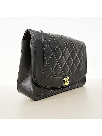Chanel Chanel Diana Chain Shoulder Bag, Lambskin, Black, Women's (view 2)