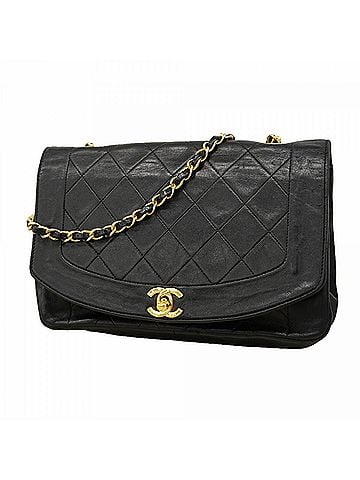 Chanel Chanel Diana Chain Shoulder Bag, Lambskin, Black, Women's (view 1)