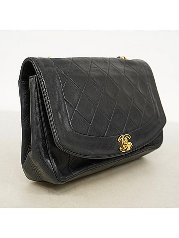 Chanel Chanel Diana Chain Shoulder Bag, Lambskin, Black, Women's (view 2)