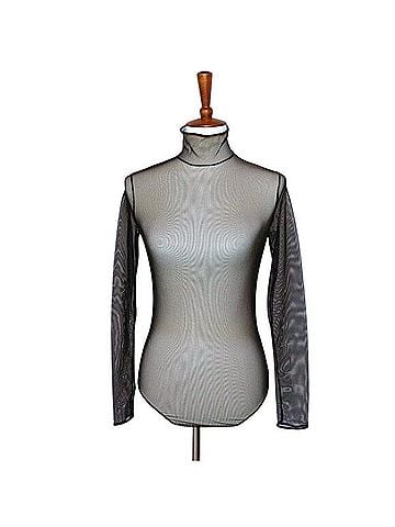 AKRIS Mockneck Illusion Sheer See Through Longsleeve Mesh Bodysuit Bodysuit (view 1)