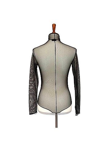 AKRIS Mockneck Illusion Sheer See Through Longsleeve Mesh Bodysuit Bodysuit (view 2)