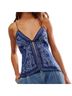 LoveShackFancy 100% Silk Print Blue White Tank Top Size XL - photo 1