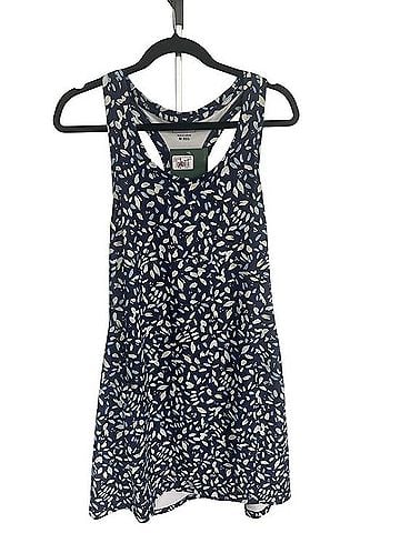 L.L.Bean Navy Leaf-Print Tank Dress Casual Dress (view 1)