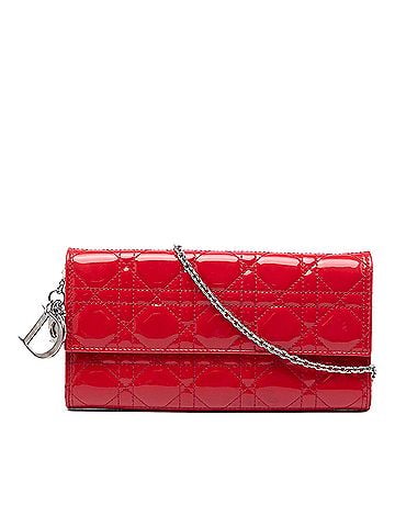 Dior Patent Cannage Lady Dior Wallet On Chain (view 1)