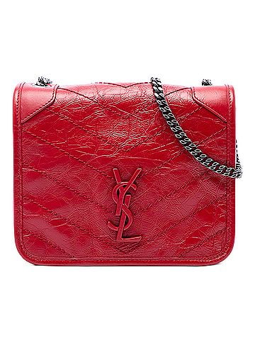 Saint Laurent Crinkled Calfskin Niki Wallet on Chain (view 1)