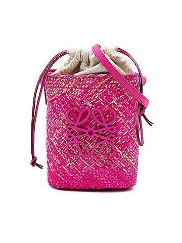 Loewe Paulas Ibiza Raffia Anagram Square Pocket Bucket Bag (view 1)