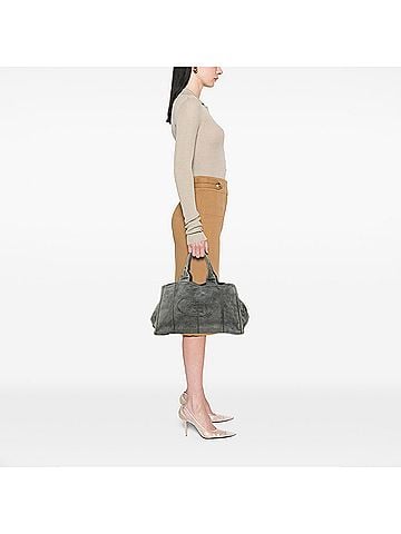 Prada Large Scamosciato Canapa Logo Satchel (view 2)