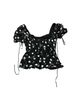 Self-Portrait Floral Black Blue Short Sleeve Top Size 2 - photo 2