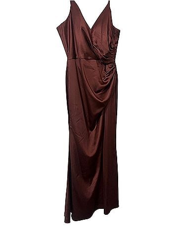 REVELRY Satin V-Neck Maxi Dress Casual Dress (view 1)