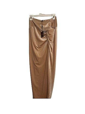 JLUXLABEL Shimmery Taupe Twist-Front Maxi Skirt Casual Skirt (view 1)