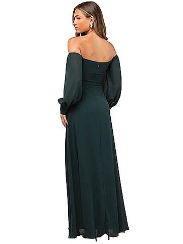 Lulus Feel the Romance Emerald Green Off-the-Shoulder Maxi Dress Cocktail Dress (view 2)