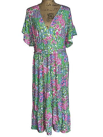 Lilly Pulitzer Juliet Ruffle Midi Cocktail Dress (view 1)