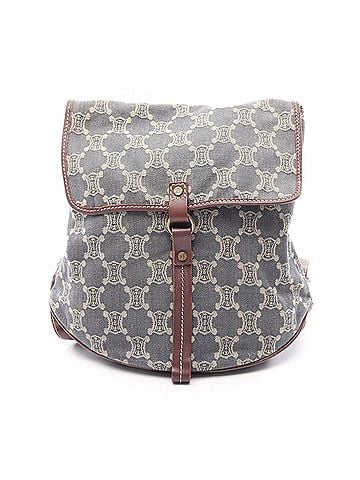 Céline Celine Paris Macadam Backpack/Handbag in Denim Leather - Women's Navy/Brown (view 1)