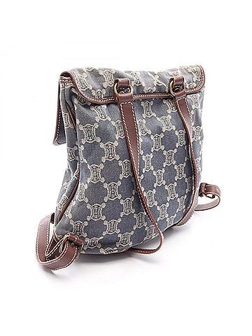 Céline Celine Paris Macadam Backpack/Handbag in Denim Leather - Women's Navy/Brown (view 2)