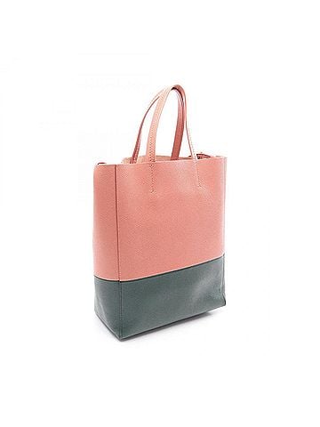 Céline Celine Vertical Small Cabas 2-Way Tote Bag/Handbag, Leather, Women's, Pink/Green, 189813 (view 2)