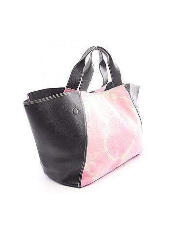 Céline Celine tie-dye tote bag/handbag, canvas and leather, women's, available in black, pink, white. (view 2)