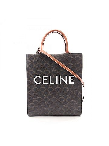 Céline Celine Small Vertical Cabas Triomphe 2-Way Tote Bag/Handbag, Coated Canvas and Leather, Women's, Black/Brown, 191542BZK.04LU (view 1)