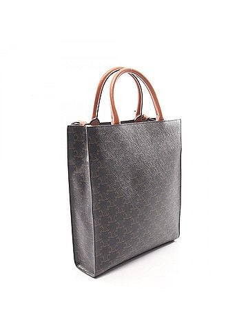 Céline Celine Small Vertical Cabas Triomphe 2-Way Tote Bag/Handbag, Coated Canvas and Leather, Women's, Black/Brown, 191542BZK.04LU (view 2)