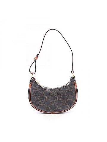 Céline Celine AVA Mini Ava Triomphe Handbag, Coated Canvas Leather, Women's, Black/Brown, 10I602DS1.04LU (view 1)