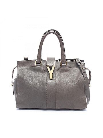 Yves Saint Laurent Yves Saint Laurent Petit Cabas Y-line 2-way handbag, leather, women's, gray, 311210 (view 1)