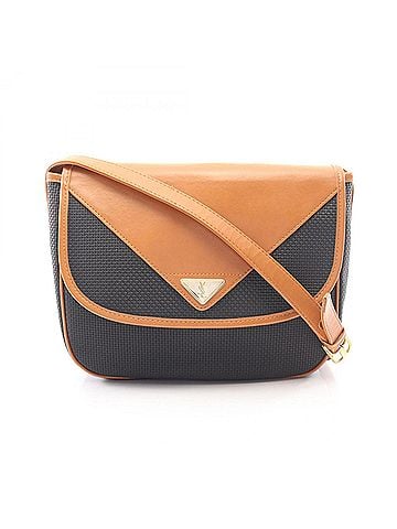 Yves Saint Laurent Yves Saint Laurent shoulder bag/handbag, coated canvas and leather, women's, black/brown. (view 1)