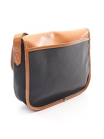 Yves Saint Laurent Yves Saint Laurent shoulder bag/handbag, coated canvas and leather, women's, black/brown. (view 2)