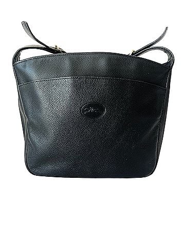 Longchamp Le Foulonne Black Pebbled Leather Vintage Crossbody Gold Hardware Y2K France Leather Crossbody Bag (view 1)