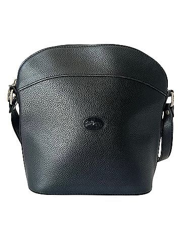 Longchamp Vintage Le Foulonne Dome Black Pebbled Leather France Y2K
 Leather Crossbody Bag (view 1)