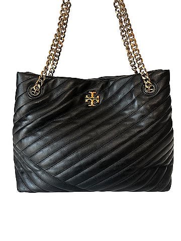 Tory Burch Kira Chevron Quilted Black Leather Chain Strap  Leather Tote (view 1)